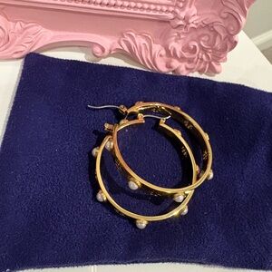 Tory Burch pearl Gold Hoop Earrings